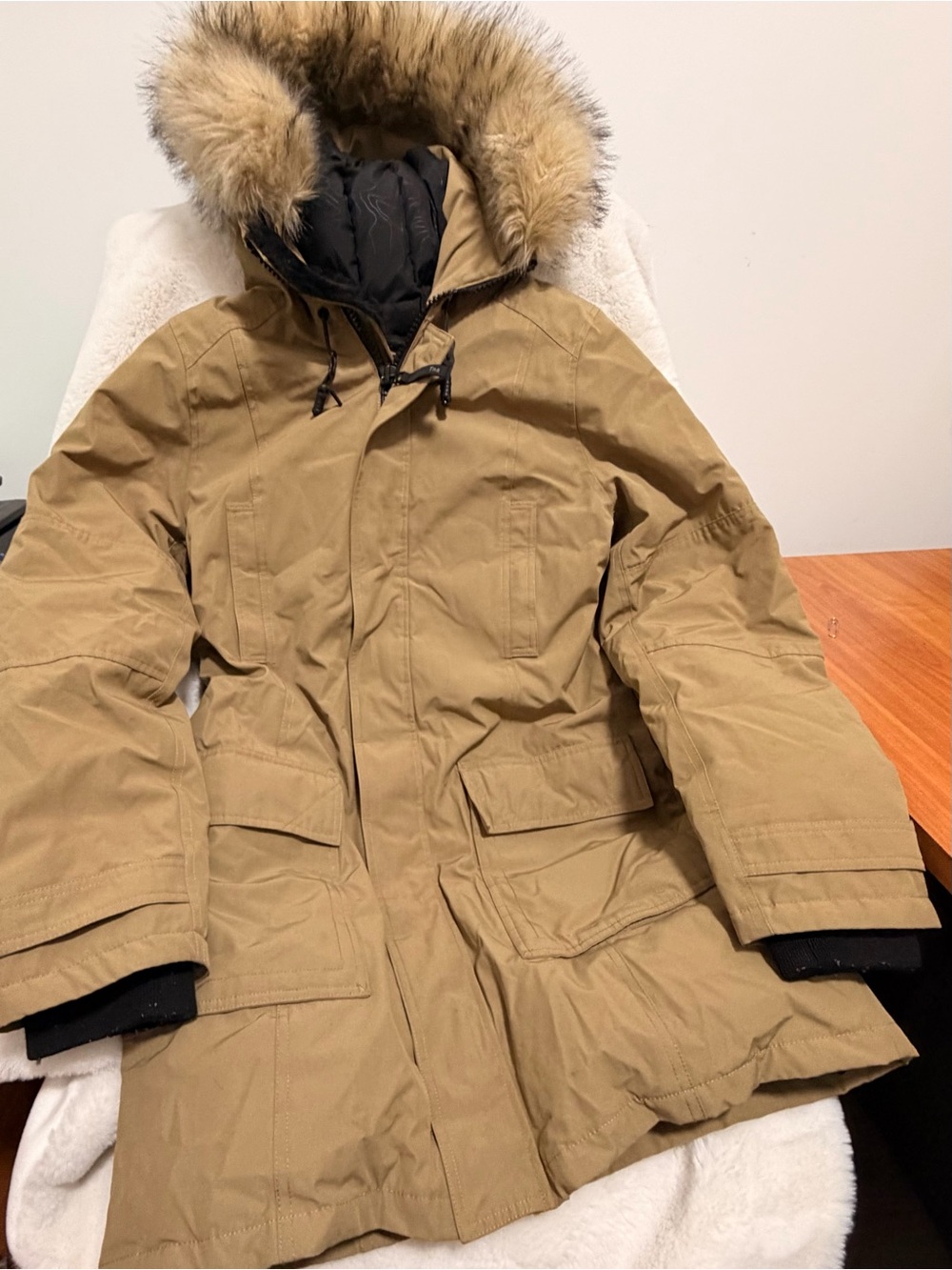 Aritzia Bancroft Parka in Brown with Faux-Fur Trim Hood